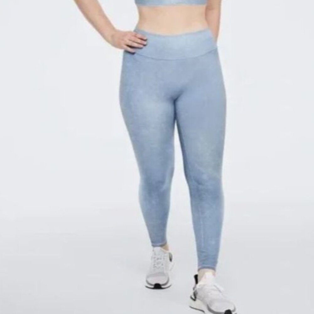 Victoria's Secret Pink Womens Seamless Ribbed Activewear Leggings Size XS Blue